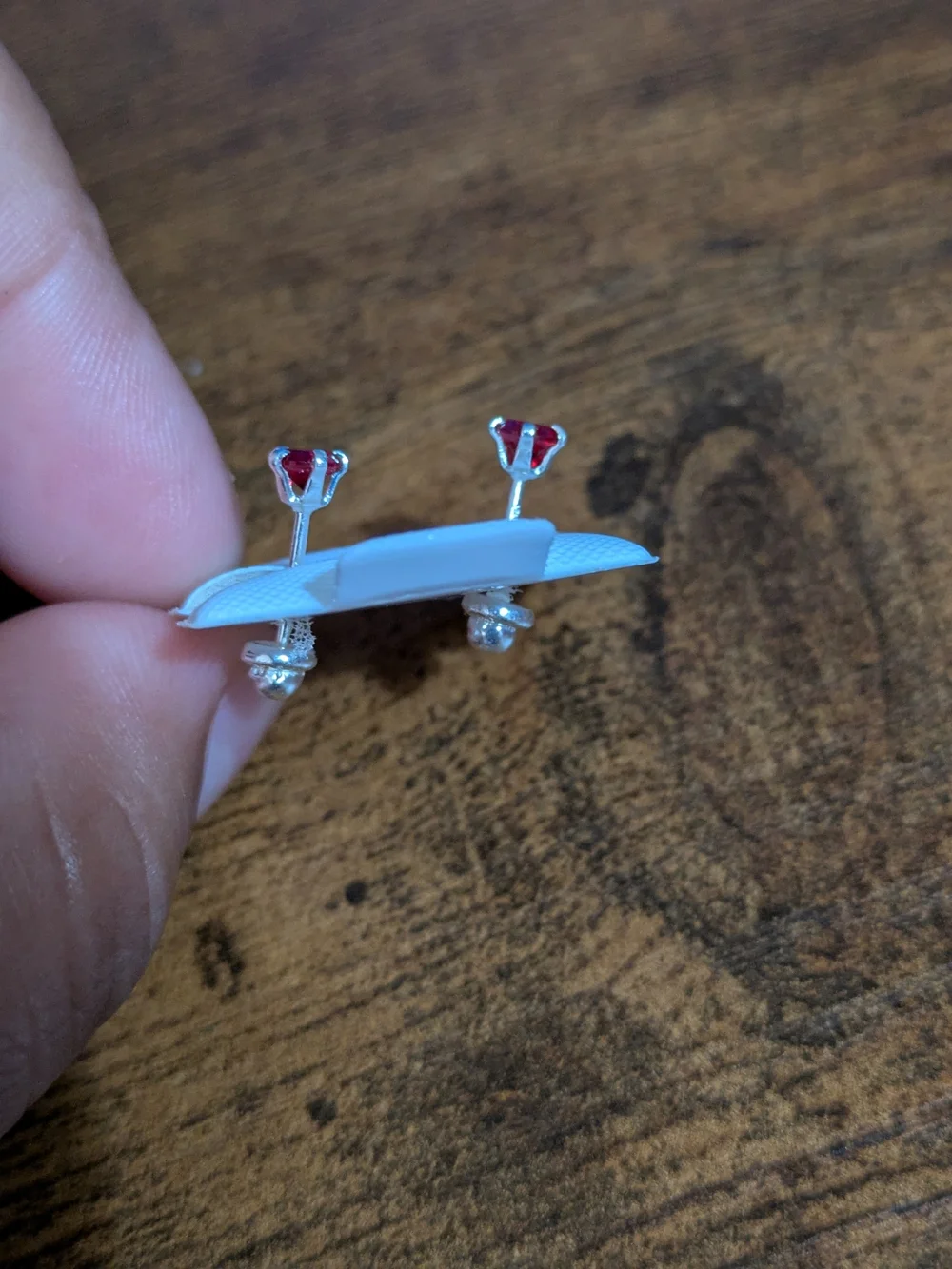 Unknown Brand Red Crystal Stud Earrings Silver 925